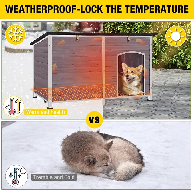 Heated Dog House with Electric Heating Pad Extra Large 59.1" Outdoor & Indoor - Image 6