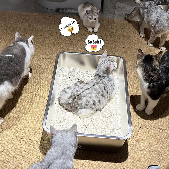 LIHONG Stainless Steel Cat Litter Box, Extra Large Metal Litter Box - Image 8