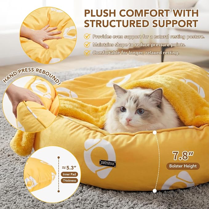 PETNOVO Dog & Cat Bed with Blanket – Removable Cover, Reversible Cushion - Image 7