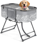 SereneLife Foldable Dog Bath Tub with Adjustable Height, 360° Access, Drain Hose & Storage Pockets – 130 lb Capacity Grooming Station for Indoor/Outdoor Use (Gray) by SereneLife