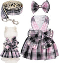 Dog Plaid Dress Harness and Leash Set by Unknown