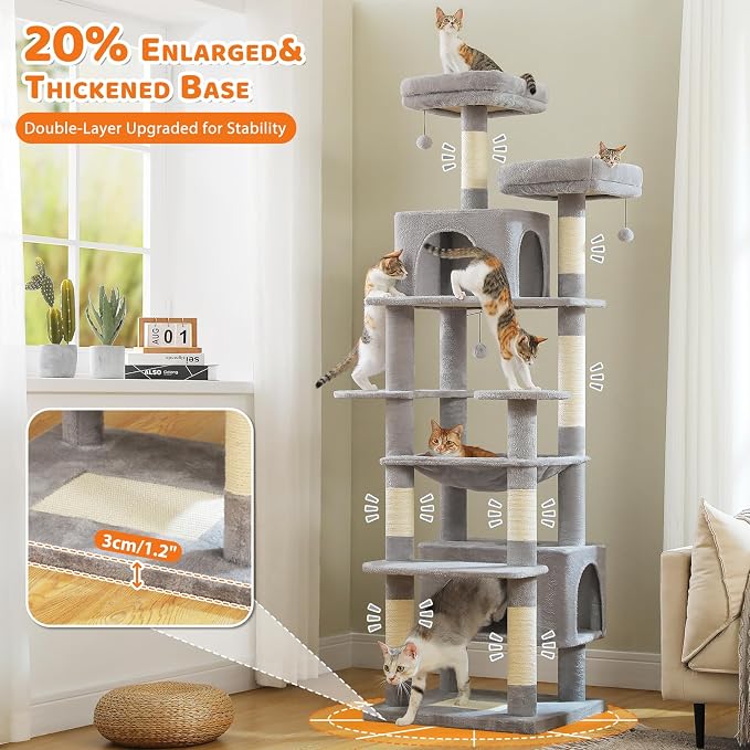 PAWZ Road Heavy Duty Cat Tree for Large Cats, 81 Inches Tall Cat Tower - Image 3