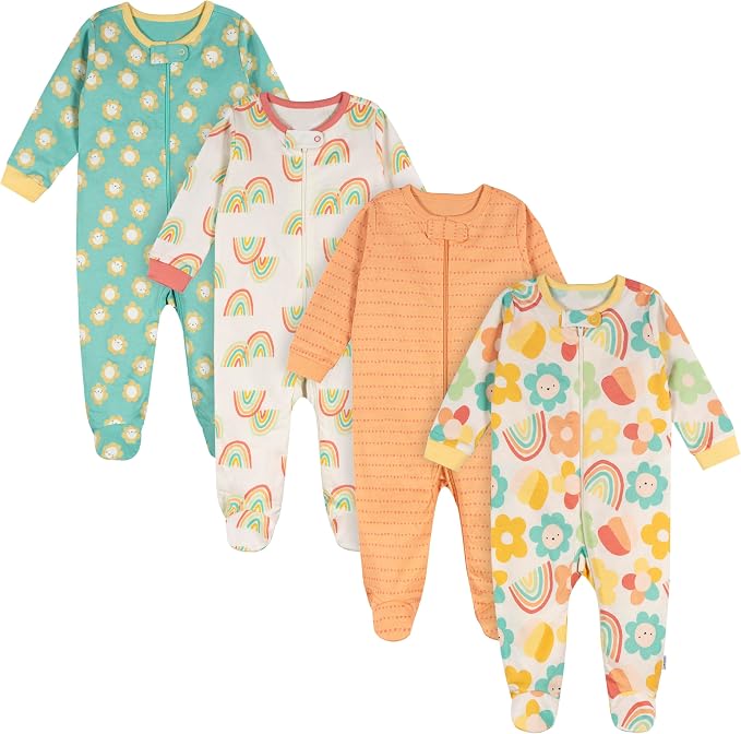 Onesies Brand Baby Girls' 4-pack Sleep 'N Play Footies Multi Pack by OnesiesBrand