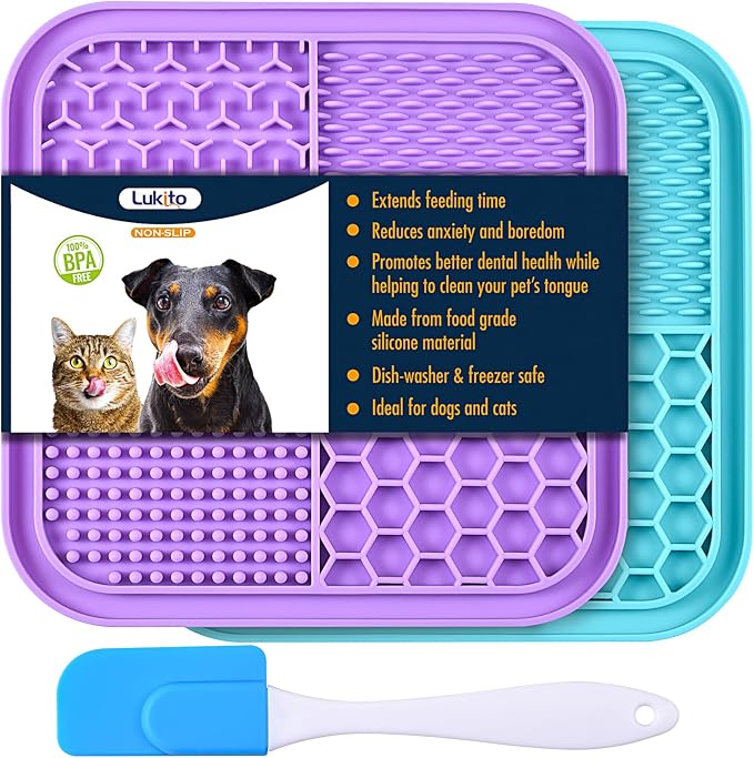 2PCS Licking Mat for Dogs with Suction Cups, Premium Lick Pad for Anxiety Relief by LUKITO