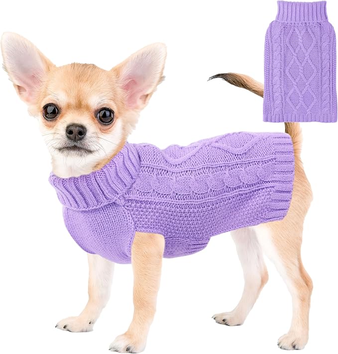 Dog Sweaters for Small Dogs Winter Dog Clothes Turtleneck Puppy Sweater Warm by viunimo