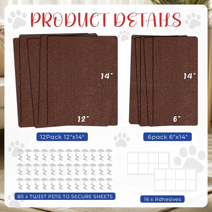 18 PCS Large Cat Scratch Furniture Protector, Couch Protector from Cat Claws - Image 2