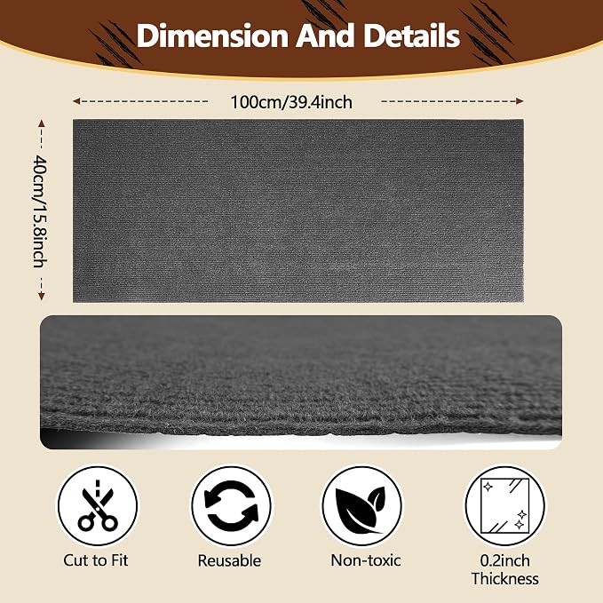 Cat Scratch Furniture Protector, 39.4"x15.8" Self Adhesive Cat Scratch Mat Pad - Image 2