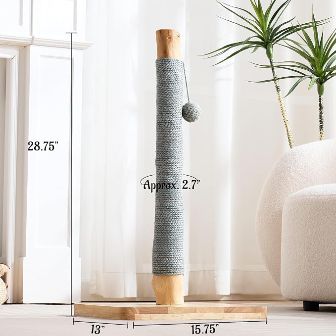 29" Tall Cat Scratching Post for Indoor Cats Adults, Extra-Stable & Natural - Image 6