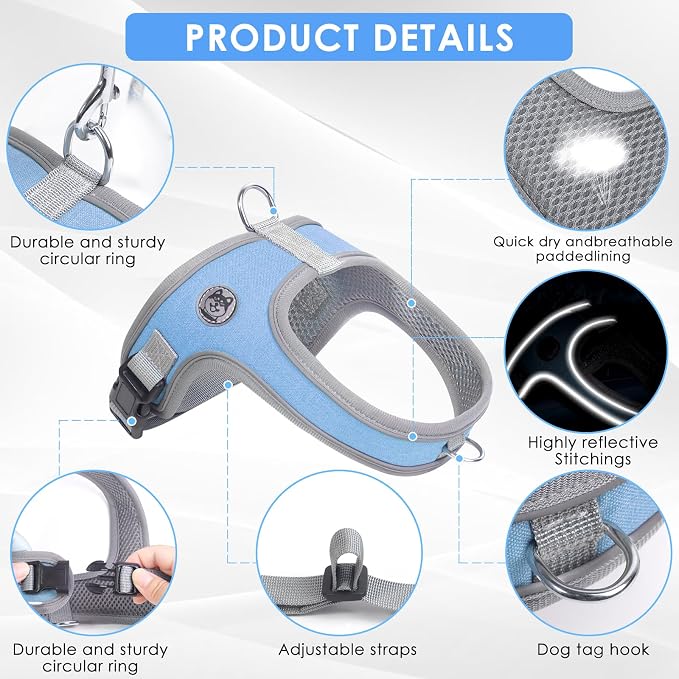Dog Harness and Leash Set, No Pull Saddle Style Pet Harness, Breathable Mesh - Image 2