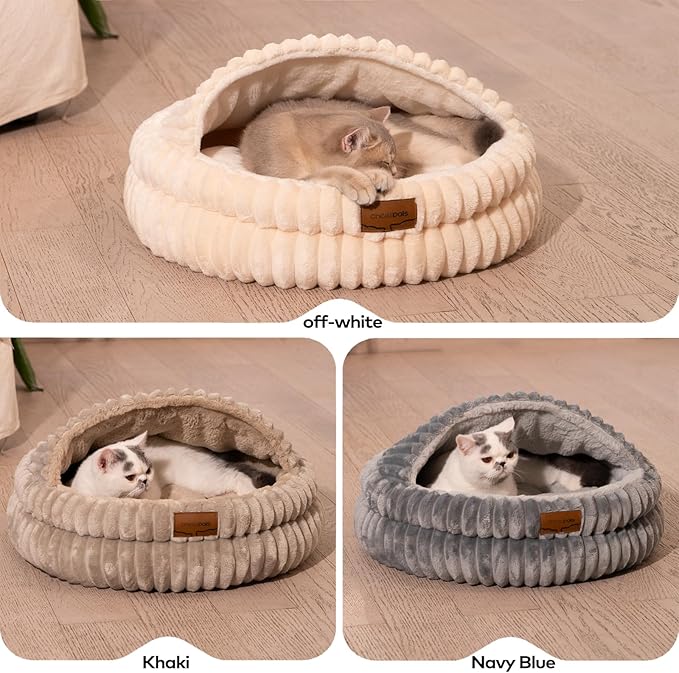 CHEERPALS Cat Cave Bed for Indoor Cats, Washable Covered Cat Bed Hooded Kitty - Image 8
