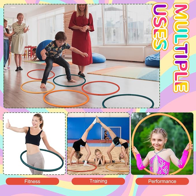 Sratte 8 Pcs Color Hoop Detachable Adjustable Exercise Ring Plastic Hoop - Image 6