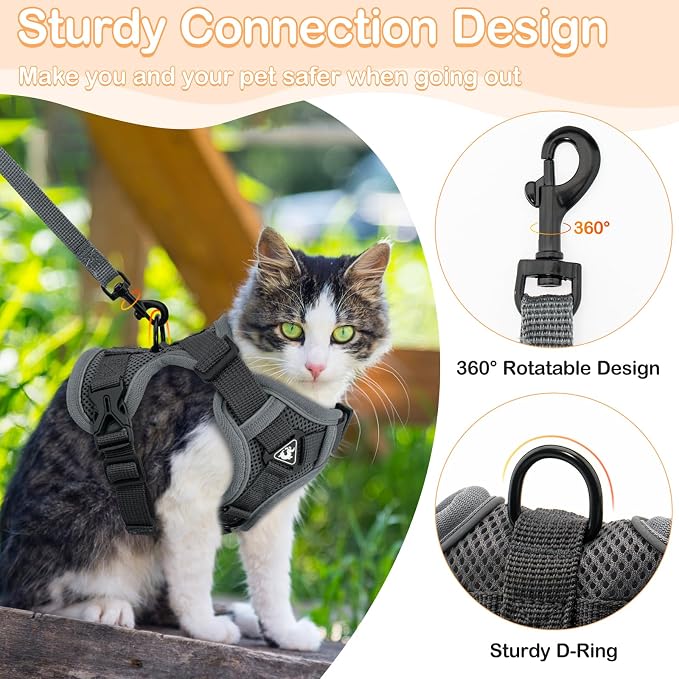 Cat Harness and Leash for Walking Soft Cat Harness Escape Proof, Adjustable - Image 3
