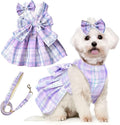PETCARE Cute Dog Dress Clothes for Small Dogs Cats Girl Female Purple Plaid Bow by PETCARE