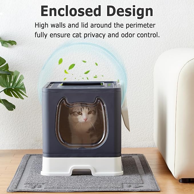 Gefryco Cat Litter Box with Lid, Top Entry Kitten Litter Box with Controlled - Image 4