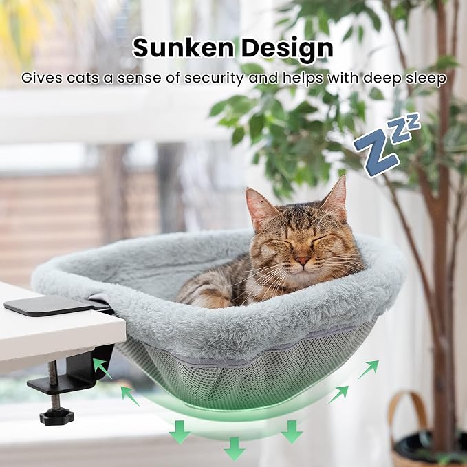 Cat Desk Bed - One-Click Folding, Sunken Design & Space-Saving Semi-Circular - Image 3