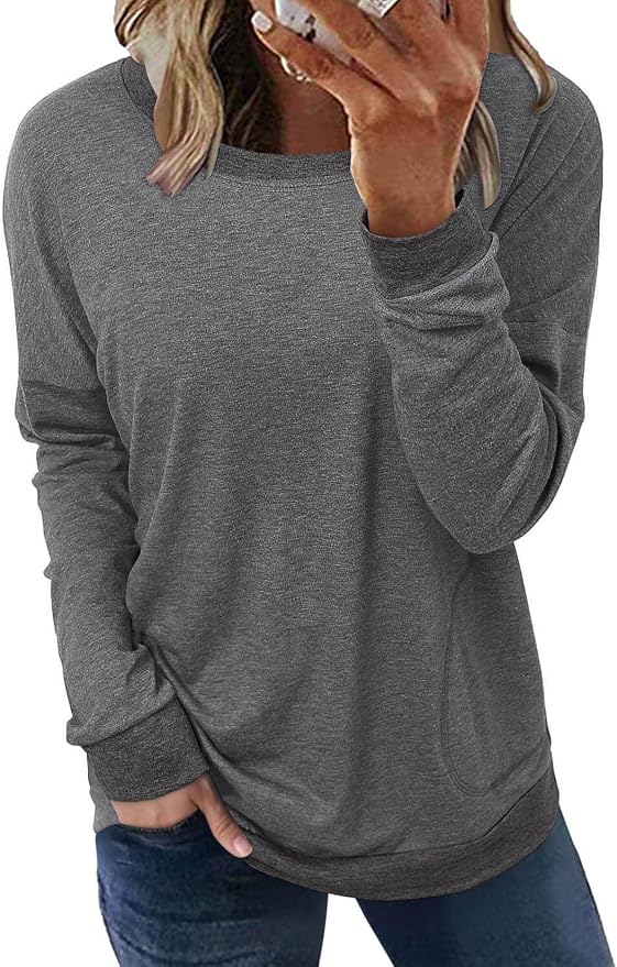 Akihoo Womens Casual Long Sleeve Tunic Tops Crew Neck Shirt Blouses by Akihoo
