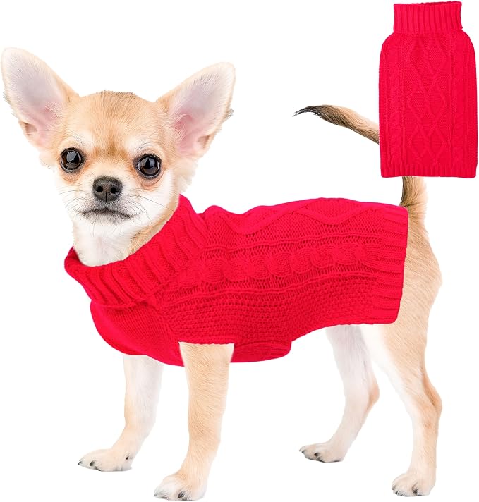 Xmas Dog Sweaters for Small Dogs Winter Dog Clothes Turtleneck Puppy Sweater by viunimo