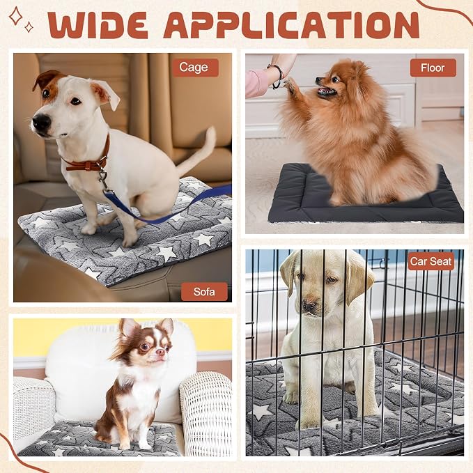 Namalu 2 Pcs Winter Dog Crate Pad Cat Bed Mat Kennel Reversible Warm Cool Cozy - Image 5