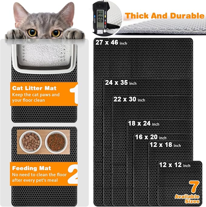 Waterproof Cat Litter Mat, Double Layer EVA, Odor-Free Large Grid, Urine Proof - Image 2