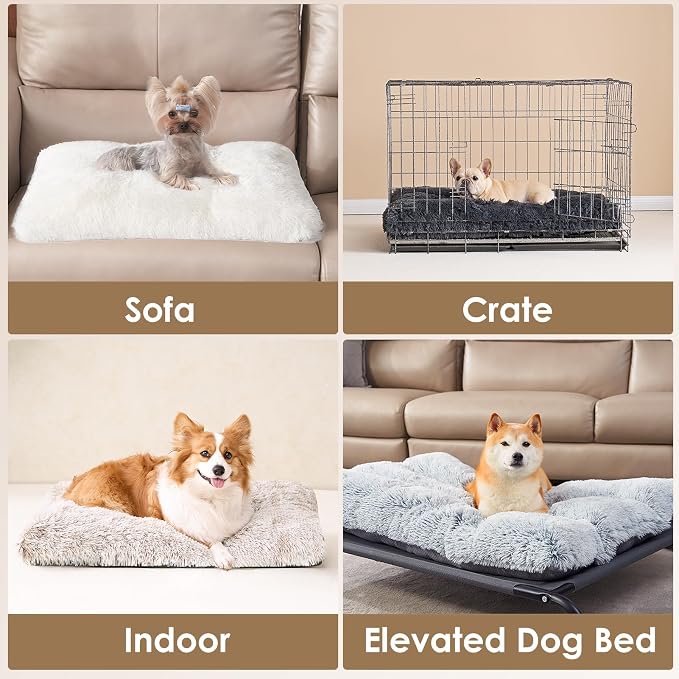 EHEYCIGA Fluffy Dog Crate Bed for Large Dogs, Plush Faux Fur Crate Pad - Image 8