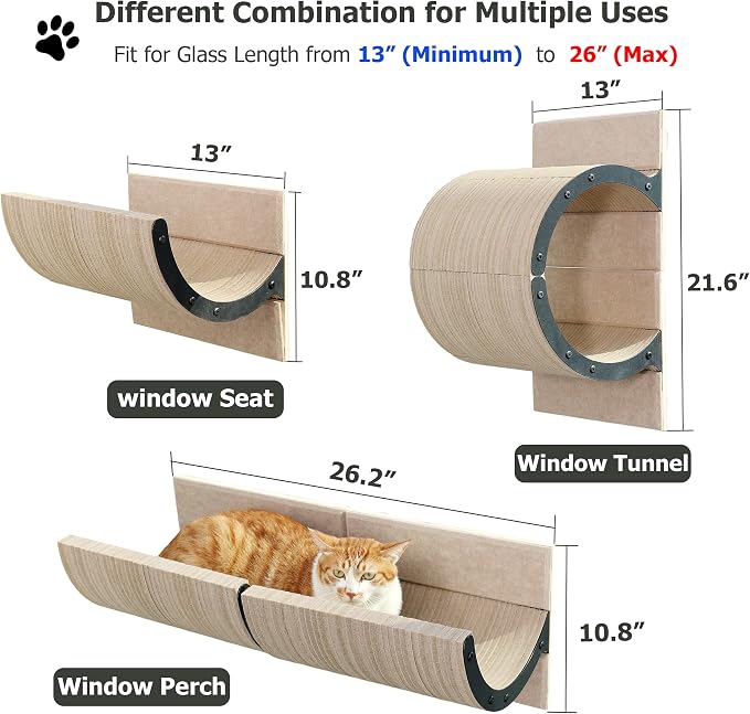 Cat Window Perch with Scratching Bed, Versatile Climbing Shelves Mounted by - Image 5