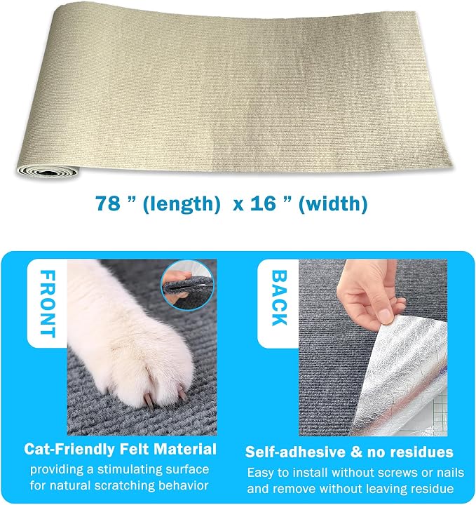 Self Adhesive Cat Scratch Mat to Protect Furniture, 16 x 78 in, Couch Protector - Image 5