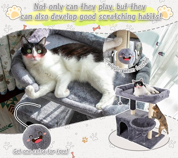 28.4" Small Cat Tree Tower, Cat Scratching Post - Image 6