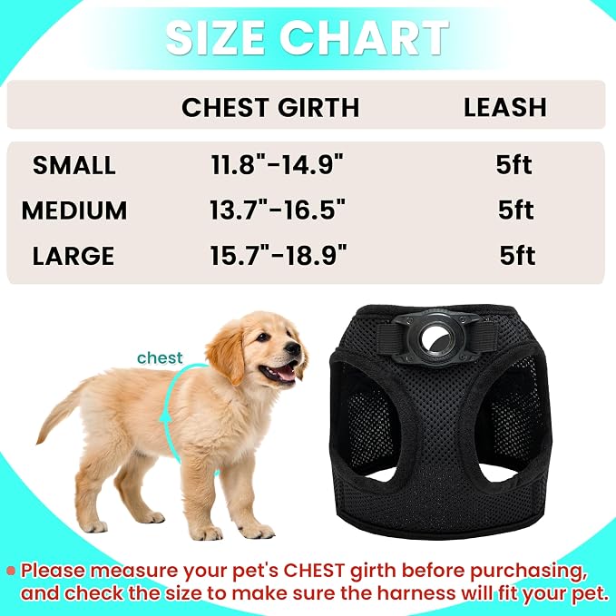 Dog Harness with Airtag Holder for Small Dogs, Cats - Image 2