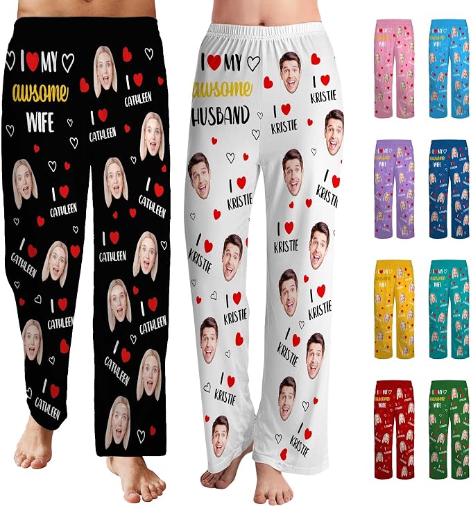 Personalized Face Pajama Pants for Men Women Custom Photo Printed Pajamas by MYESCUSTOM
