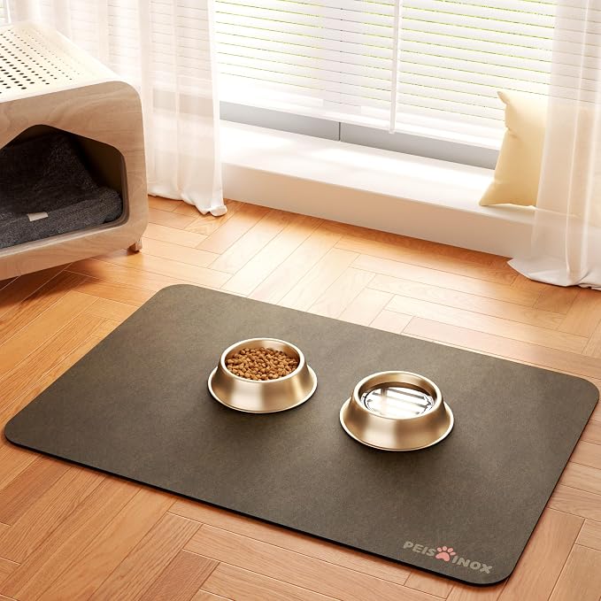 Cat Dog Food Mat, Rapid Water Absorption Dog Mat by PEISAINOX