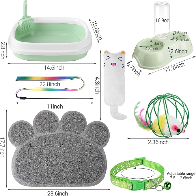 7 Pcs Small Cat Kitten Starter Kit Cat Litter Box - Image 2