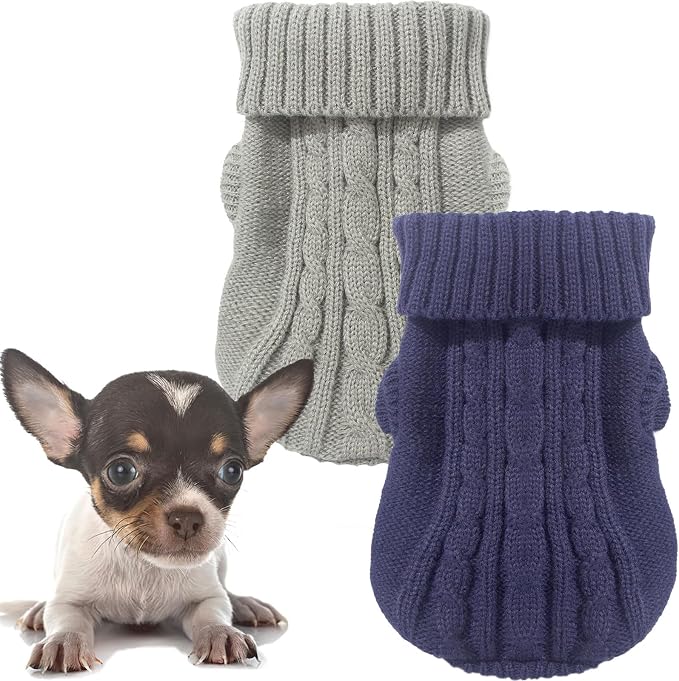2 Pack Dog Sweaters for Small Dogs, Chihuahua Yorkie Sweater, Dog Clothes for by Kallfirscutie