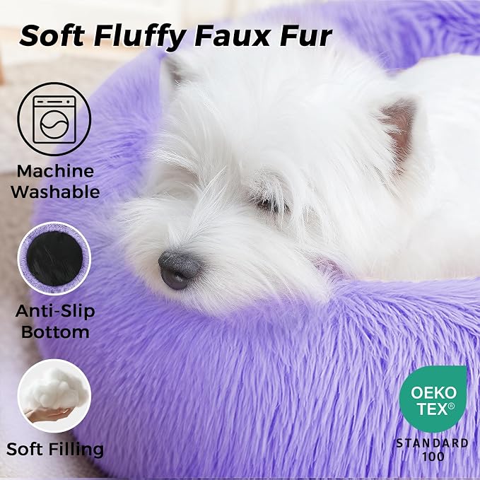 Calming Dog Bed & Cat Bed for Indoor Cats, Medium Size Washable Anti-Slip - Image 3