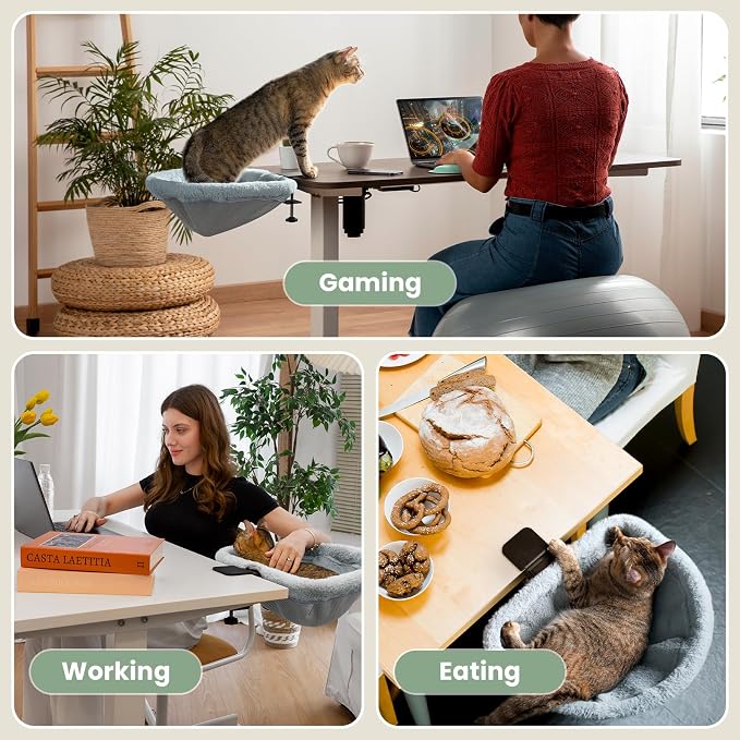 Cat Desk Bed - One-Click Folding, Sunken Design & Space-Saving Semi-Circular - Image 7