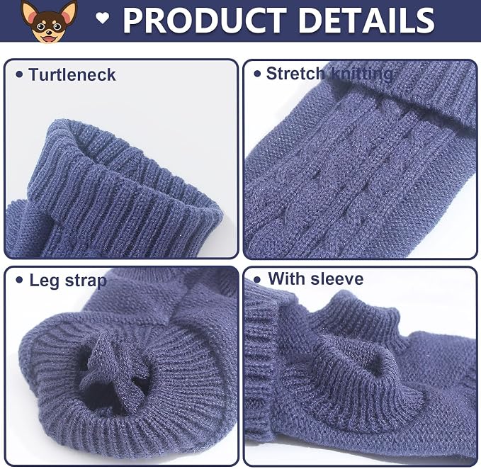 2 Pack Dog Sweaters for Small Dogs, Chihuahua Yorkie Sweater, Dog Clothes for - Image 5