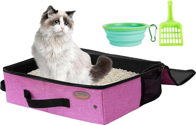 Deblue Portable Cat Travel Litter Box in Car, Collapsible Cat Litter Carrier by DebluePetSupplies