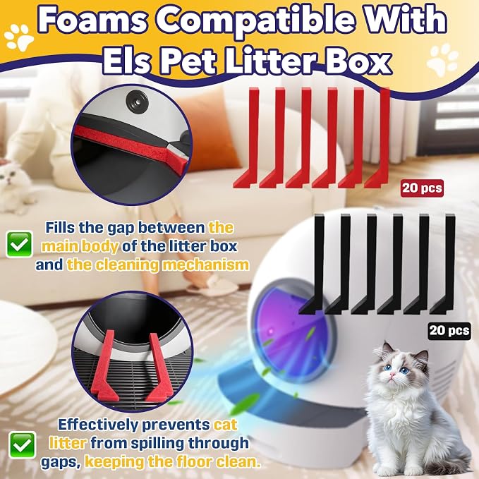 40 Packs Foams Compatible with Els Pet Litter Box, Precise Cut Seal Cat Litter - Image 2