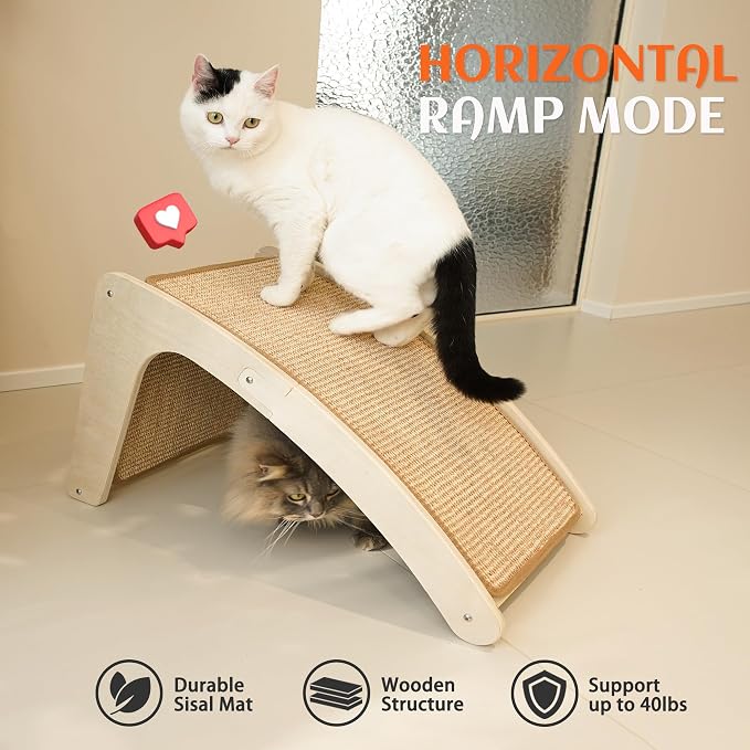 PETKARAY Cat Scratcher, Sisal Cat Scratch Pad, Curved Scratching Board - Image 5