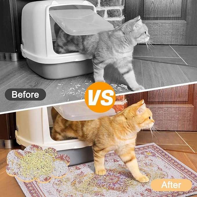 Glittme Cat Litter Mat with Non-Slip Bottom Litter Box Mat 24"X15" Litter - Image 3