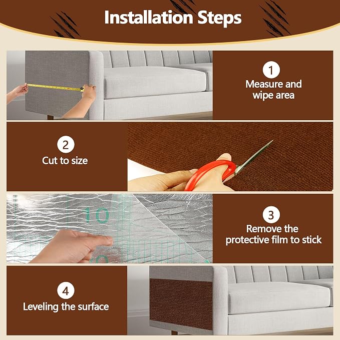 Cat Scratch Furniture Protector, 39.4"x15.8" Self Adhesive Cat Scratch Mat Pad - Image 7