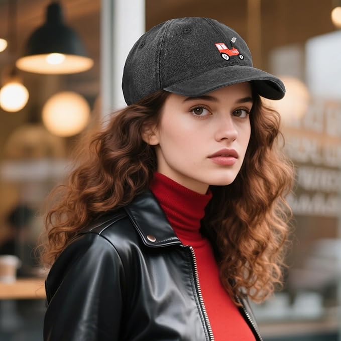 Embroidered Baseball Cap Adjustable Vintage Washed Distressed Denim Baseball Hat - Image 5
