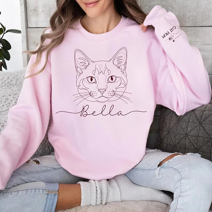 Custom Pet Photo Sweatshirt, Personalized Dog & Cat Face Drawing, Custom Pet - Image 3