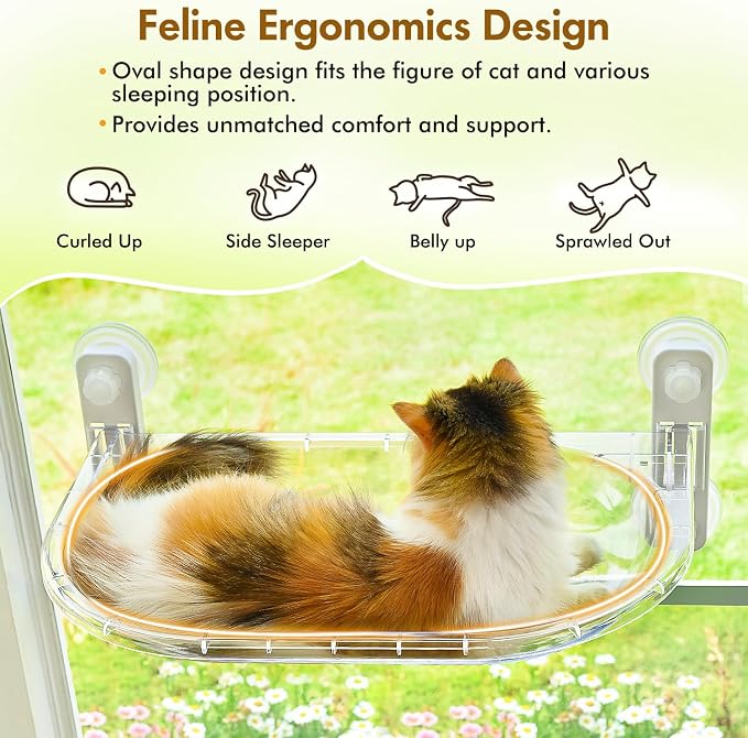 AMOSIJOY Transparent Cat Window Perch, Panoramic Space Capsule Window Seat - Image 7