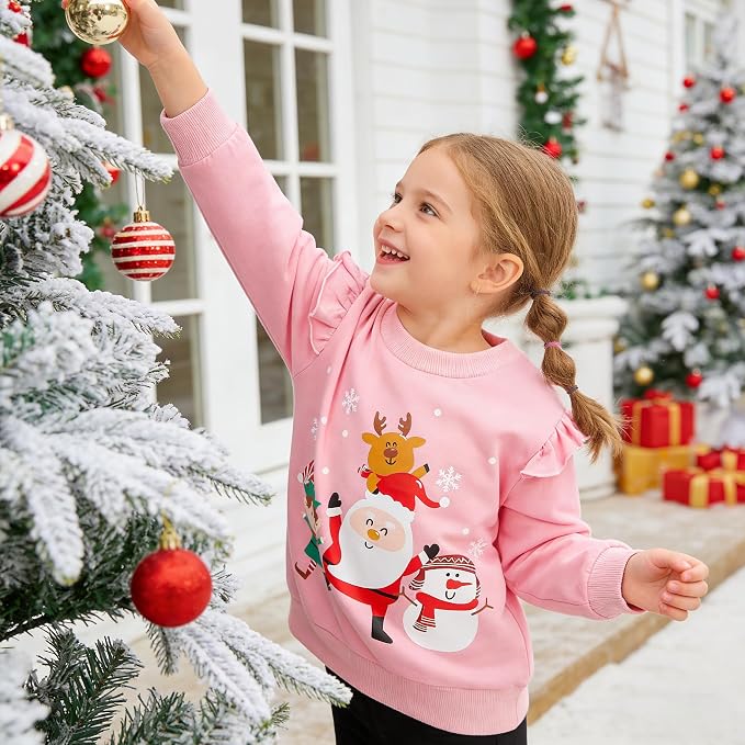 RETSUGO Toddler Baby Girls Sweatshirts Casual Pullover Crewneck Winter Long - Image 4