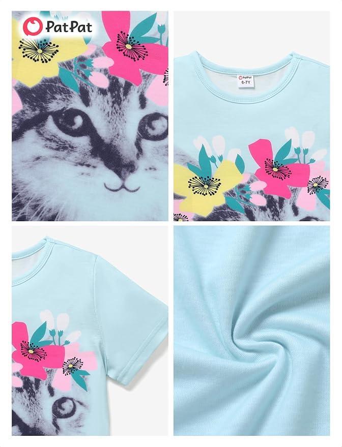 PATPAT Girls Crewneck Short Sleeve Graphic Tees Animal Print Shirts Cute Summer - Image 6