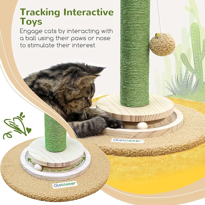 Globlazer Tall Scratching Post for Cats, Cactus Cat Scratching Post Cat - Image 2