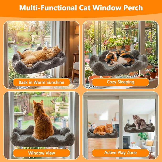 Homegroove Cat Window Perch, 24 x 12 Inch Foldable Cat Hammock - Image 9