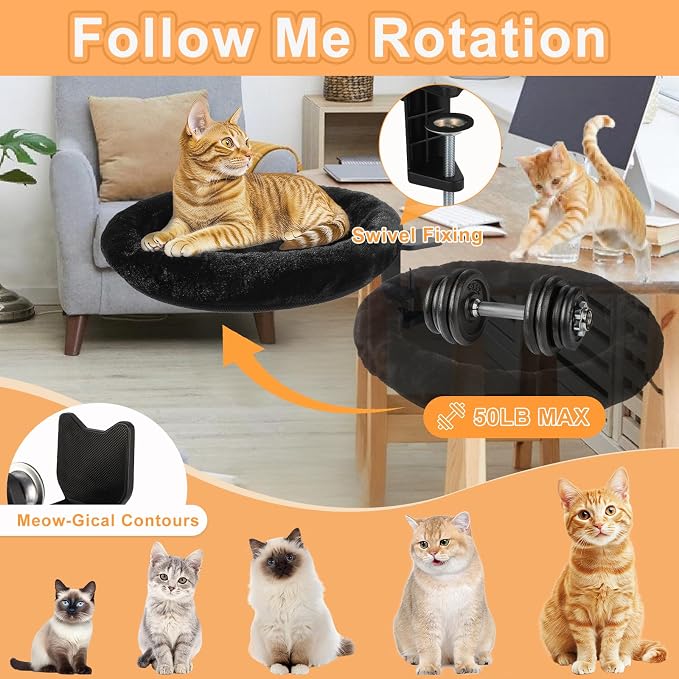 Cat Desk Bed - Ergonomic cat Desk Perch Clamp - Image 3