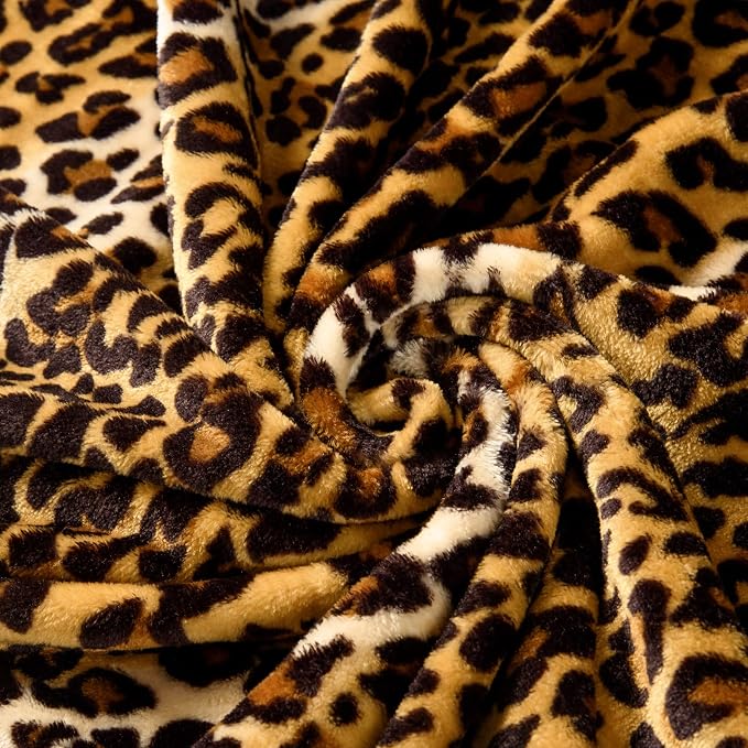 Bnuitland Leopard Print Flannel Blanket, Large Size 108x90 Inches - Image 5