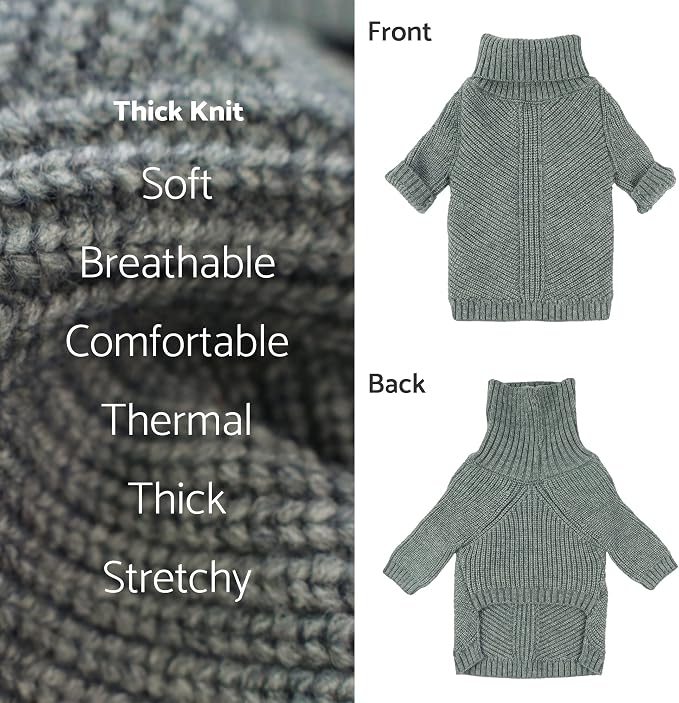 Fitwarm Dog Turtleneck Sweater, Thermal Knitted Pet Coat, Dog Winter Clothes - Image 5